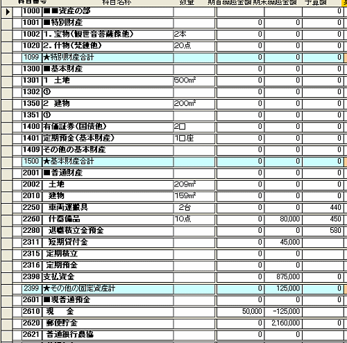 資産科目標準サンプル